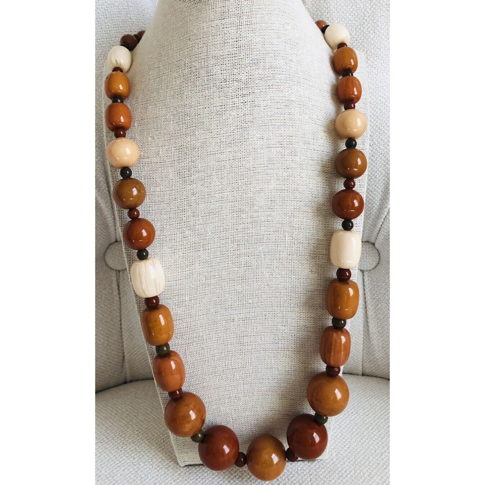 Vintage Lucite Graduated Bead Necklace~Beautiful Autumn Colors!🍂